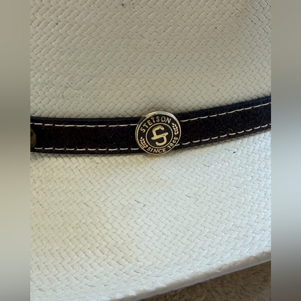 Stetson 8X White Straw Western Cowboy Hat. Size 7 1/8. - Picture 2 of 7